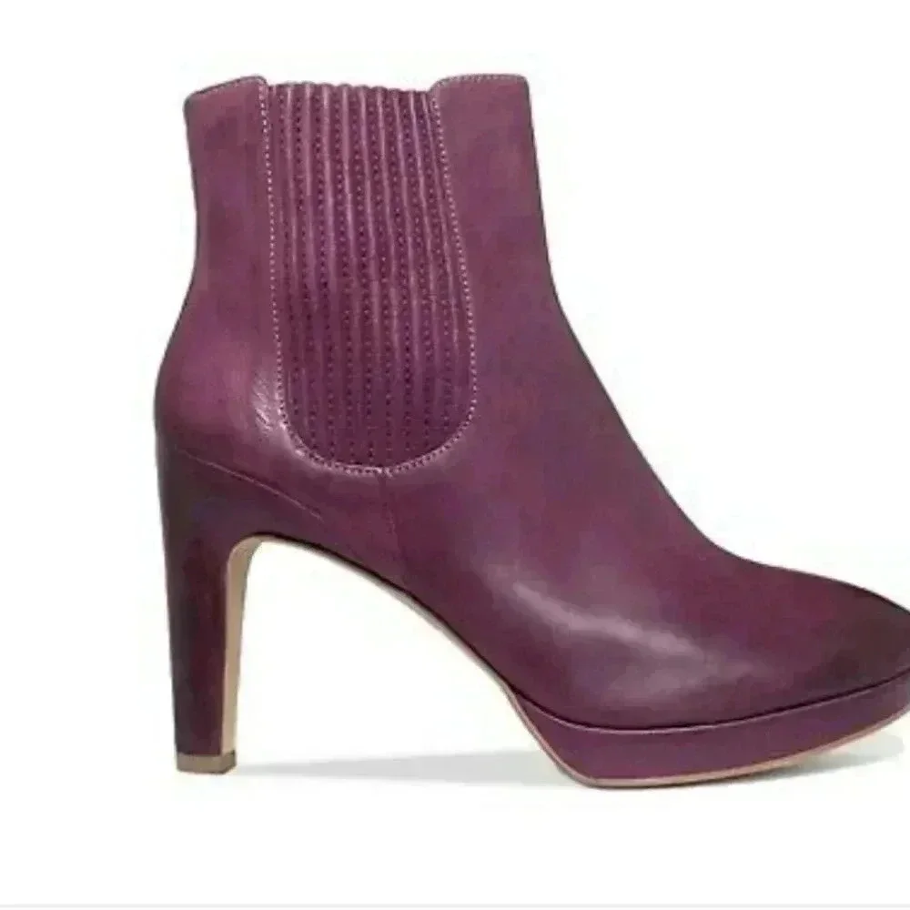 ECCO NAVOI PLATFORM CHELSEA BOOTIES GENUINE LEATHER VIOLET PURPLE 40